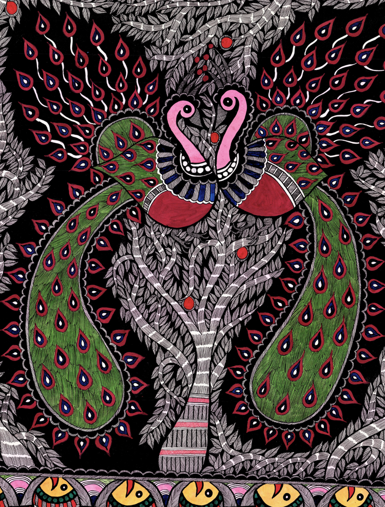 Madhubani Peacocks Artwork