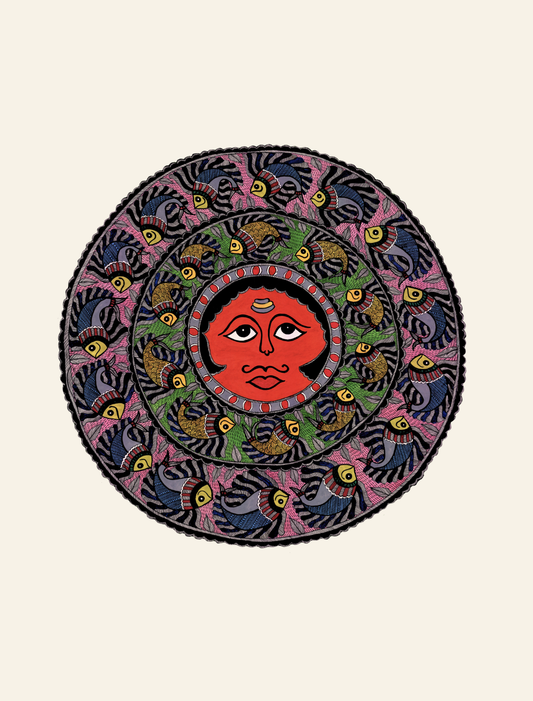 Radiant Sun Madhubani Tshirt - Front Design