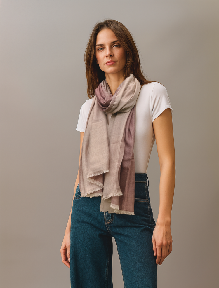 Reversible Brown Cashmere Scarf