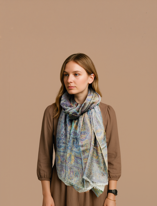 Elegant Multi Blue Pashmina Scarf