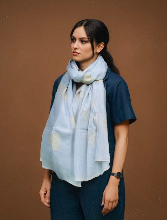 Sky Blue Elegant Cashmere Scarf