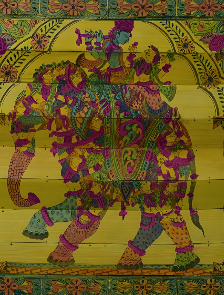 Traditional Palm Leaf Elephant Painting