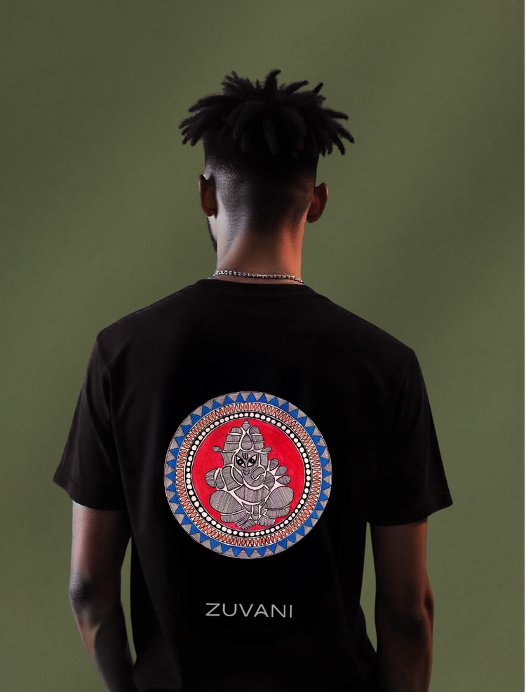 Divine Balance Ganesha Front Print Graphic Tee | Cotton T-Shirt