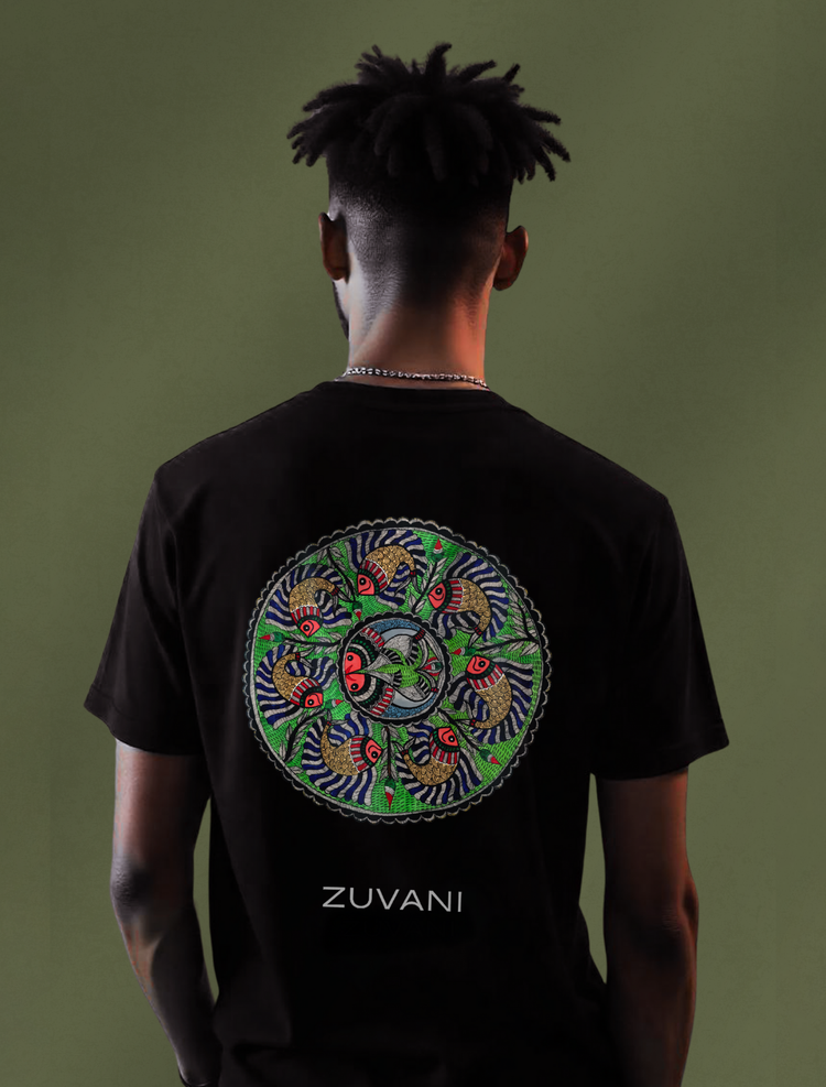 Circle of Life Fish Back Print Graphic Tee | Cotton T-Shirt