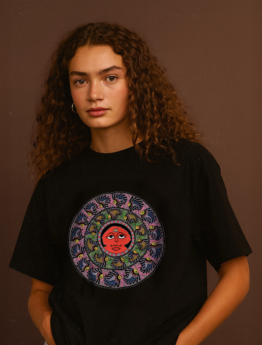 Radiant Sun Madhubani Tshirt - Front Design