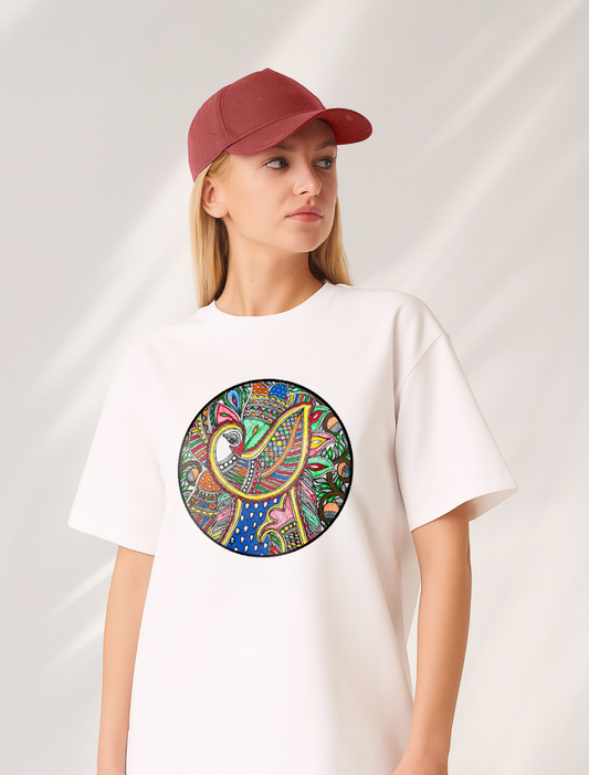 Geometric Harmony Front Print Graphic Tee | Cotton T-Shirt