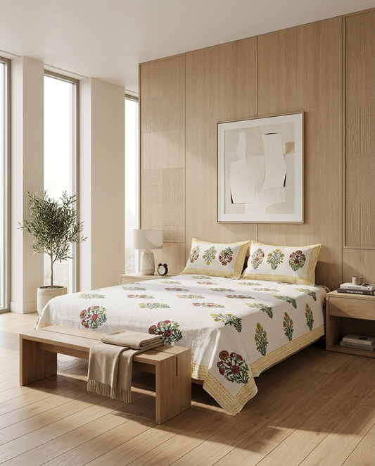 Handmade Floral Jute Bedsheet