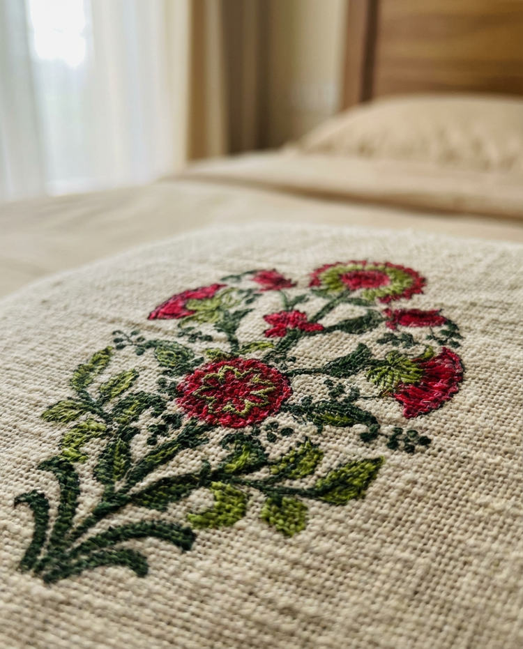 Handmade Floral Jute Bedsheet