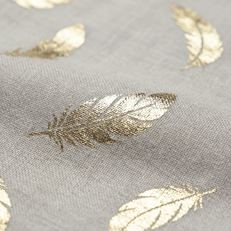 Ivory & Gold Foil Feather Cashmere Scarf