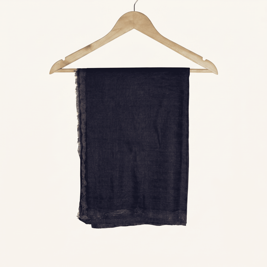 Midnight Navy Blue & Bronze Reversible Double-Faced Cashmere Scarf