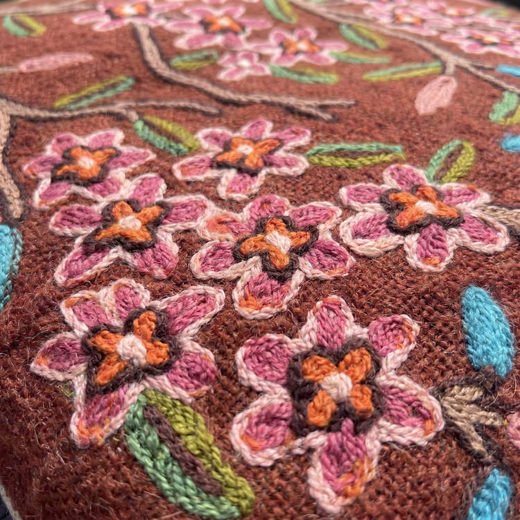 Pair of Himalayan Wool Red Floral Cushion Covers