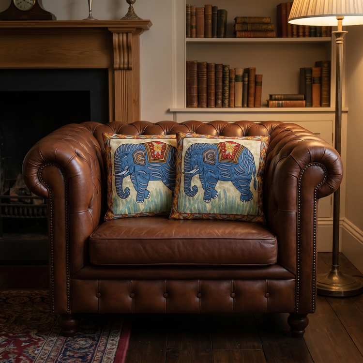 Pair of Elephant Himalayan Wool Cushion Covers