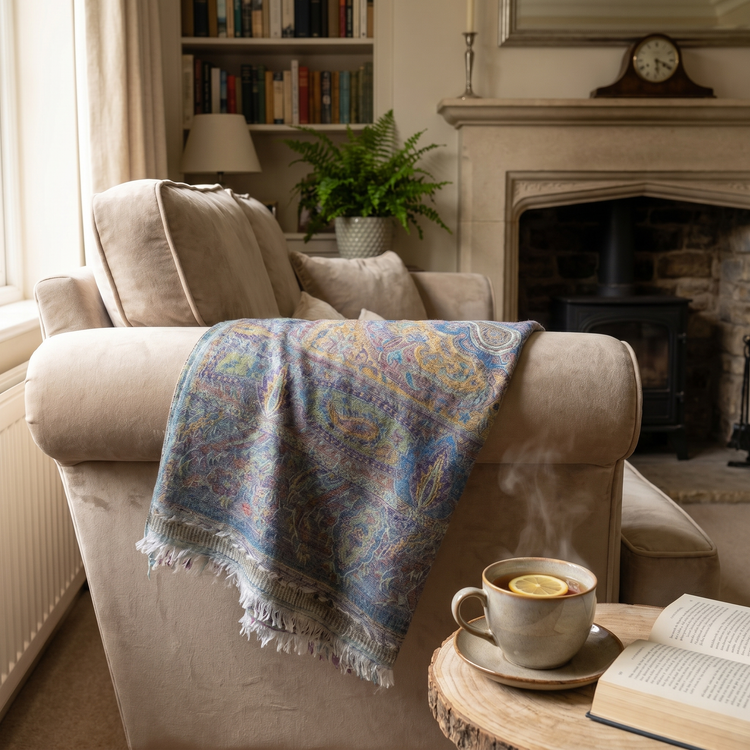 Elegant Multi Blue Pashmina Scarf