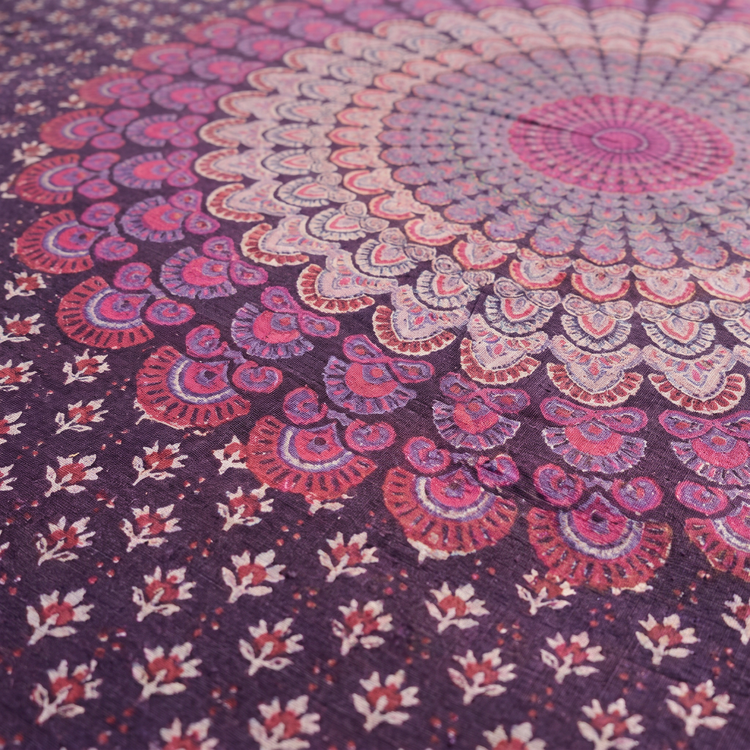 Peacock Fan Mandala Hand Block Printed Cotton Tapestry – Mulberry & Rose